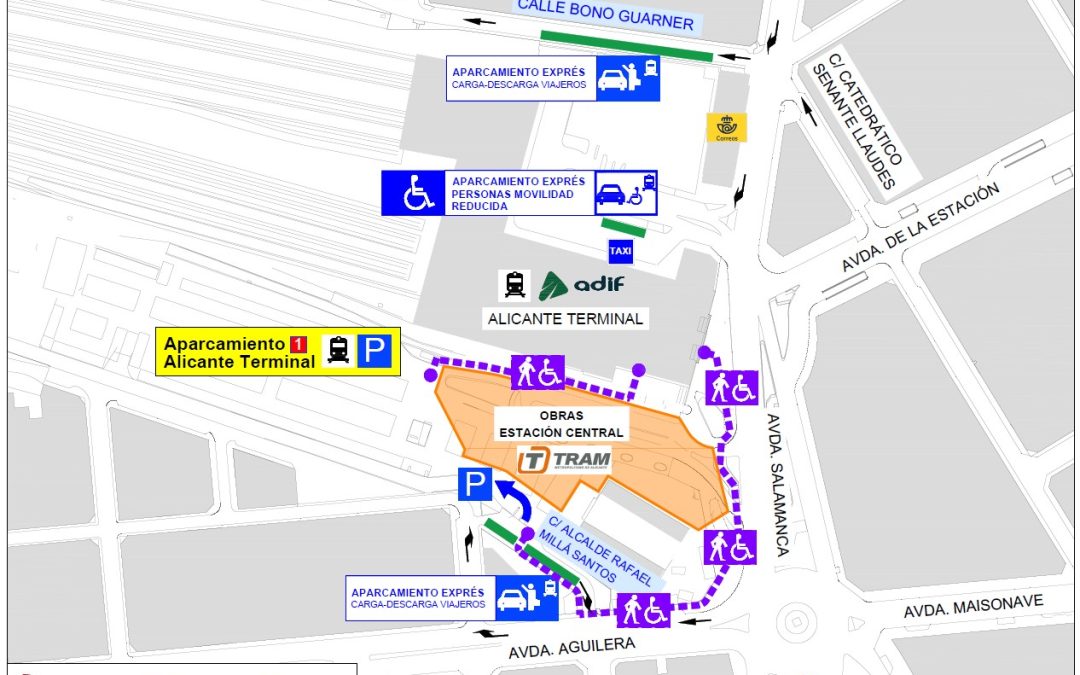 Alicante habilita el nuevo acceso al parking de Renfe por Aguilera ante las obras de la Estación Central